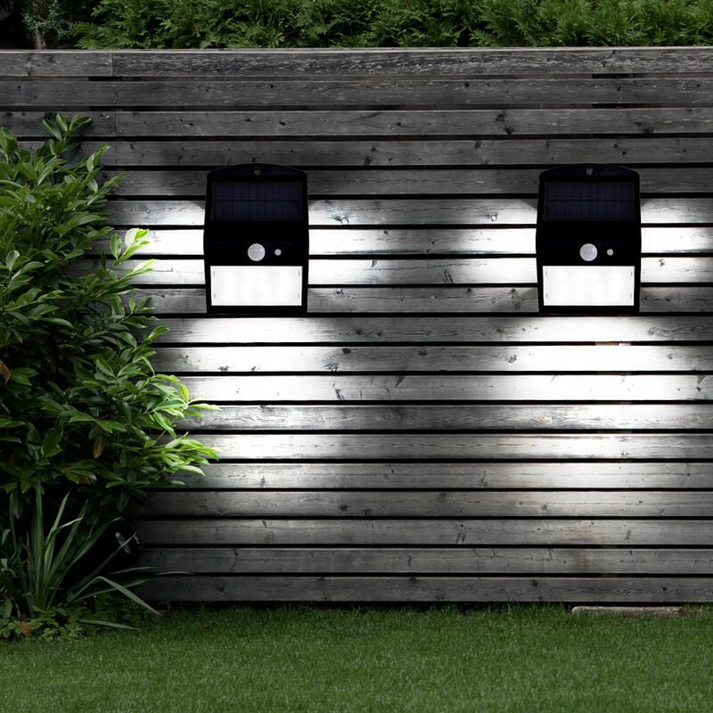 Wandlampe Wandleuchte Hauswandleuchte Solarlampe Solarleuchte, IP44 Wetterfest Bewegungsmelder Akku, schwarz, led 1,5W 2...