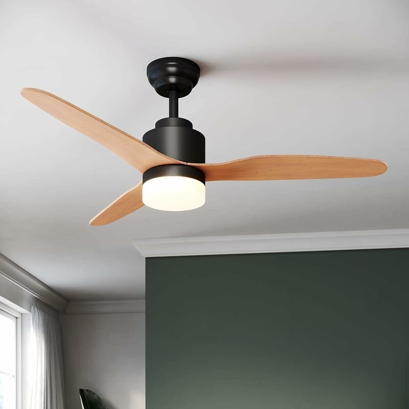 SONNI Deckenventilator mit Beleuchtung und Fernbedienung 119cm licht Schwarz 3 Leistungsstufen 18W modern