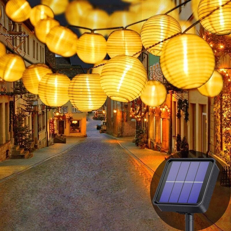 Thumbnail - Solar-Lichterkette für den Außenbereich, 6 m, 30 LEDs, Laternen-Lichterkette, 8 Modi, wasserdichte dekorative Lichter fü...