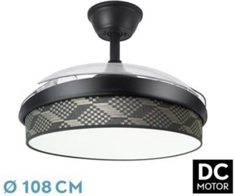 Ventilator dc fashion 72w schwarz/tetrisgrau 108d 3aspas 7200lm 3000-4000-6000k remote+ memory+ timer