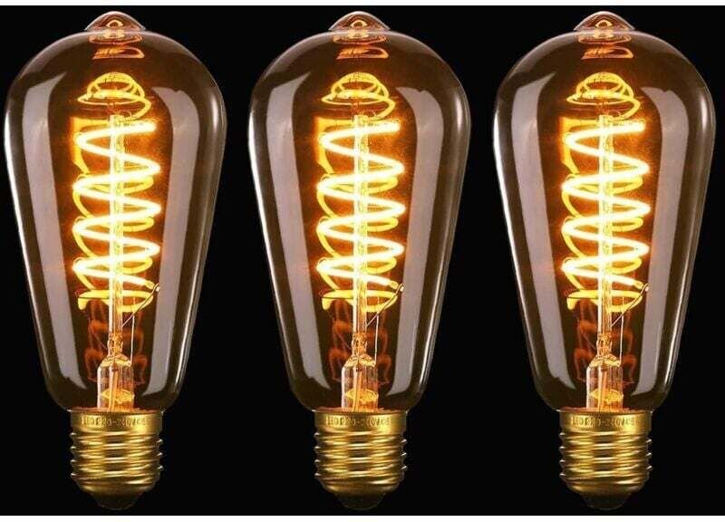 Vintage Edison E27 LED-Glühbirne ST64, 4 W, spiralförmig, flexibel, gebogen, E27-Fassung, dekorative Glühbirne, antik, w...