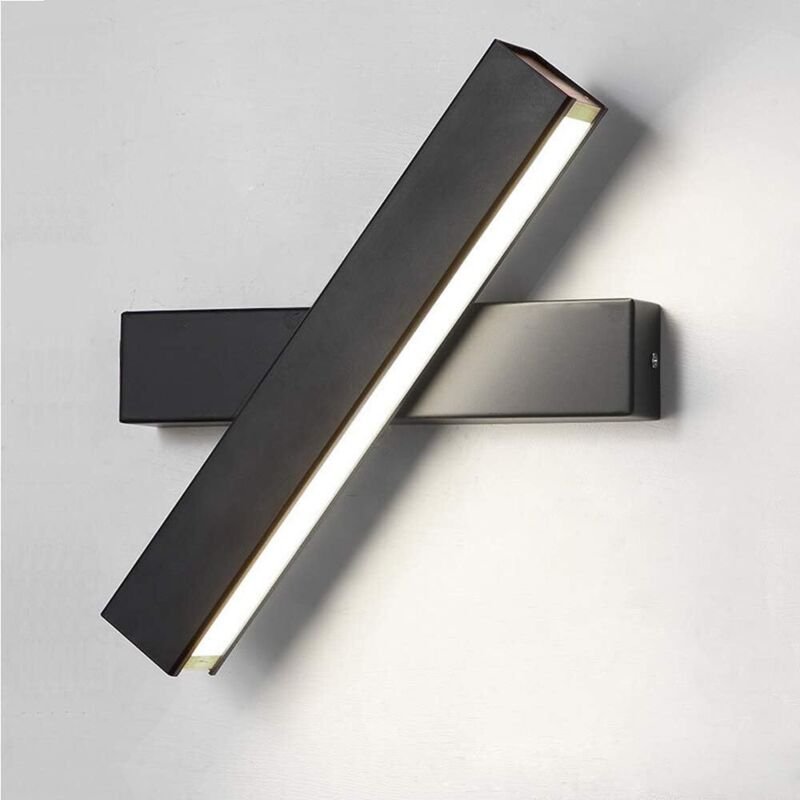 Wandleuchte Innen, LED 12W Kaltweiss Wandlampe 360 Grad drehen Wandbeleuchtung Acryl für Schlafzimmer, Wohnzimmer, Flur,...