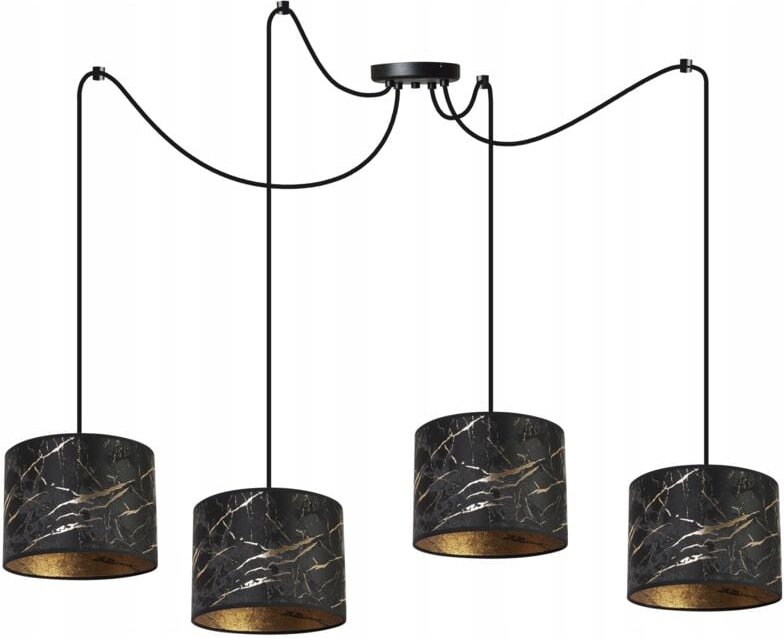 Decken-Hängelampe, Lampenschirm mit Spinnenmuster, Gold