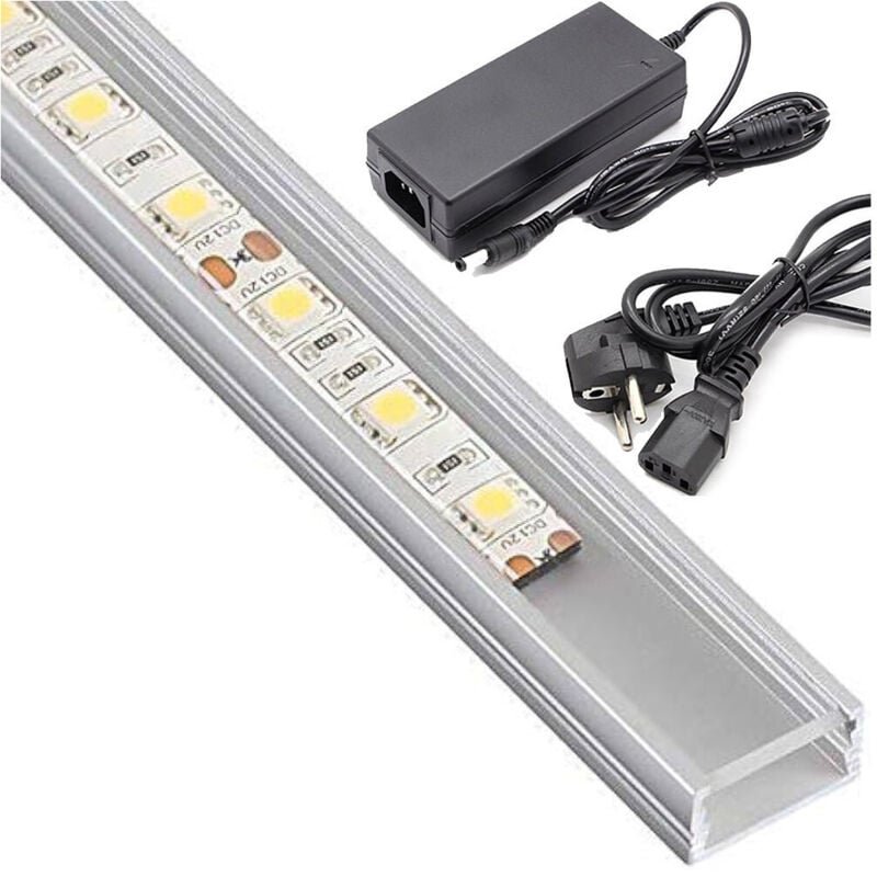 Trade Shop Traesio - Trade Shop - wasserdichtes aluminium-stangenprofil 1 meter mit 72 18W leds + 5 ah stromversorgung -...