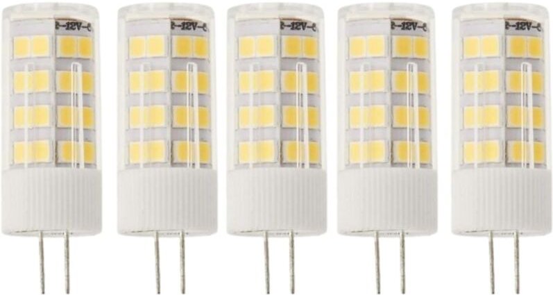 5er-Pack 12 V DC G4 LED-Lampen, 5 W Leistung, 6000 K Kaltweiß, 400 Lumen, (entspricht 35–40 W Halogen), 12 mm Durchmesse...