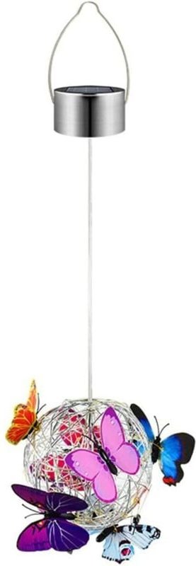 Hängende Solar-Schmetterlingslampe, Solar-Gartenleuchten mit bunten Schmetterlingen, Metall-LED-Solarlaterne, IP65, wass...