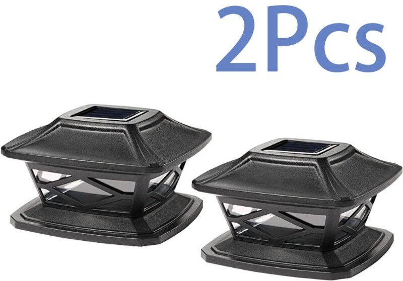 2Pcs Outdoor Solar Hut Post Lichter Wasserdichte Led Post Lichter Dekorative Zaun Solar Straße Lichter Geeignet (Schwarz...