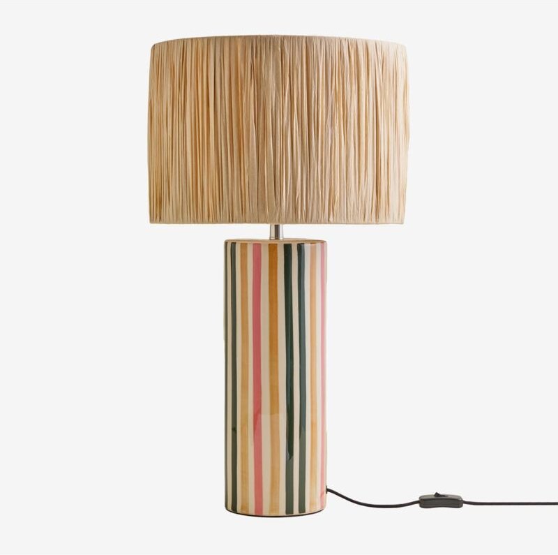 SKLUM Arendal Tischlampe aus Steingut und Bast Natürlich