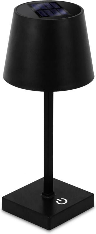 Led Solar Akku Touch Leuchte warm weiß - 26 x 11 cm - Garten Kunststoff Tischlampe in schwarz - Garten Deko Beleuchtung ...