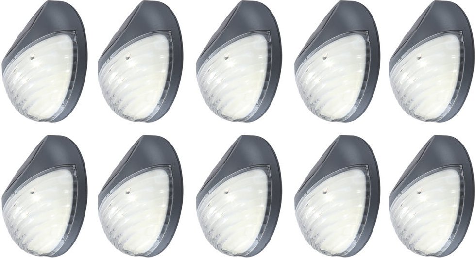 Etc-shop - 10er Set led Solar Außen Garten Lampen Zaun Leuchten IP44 Beleuchtungen rund