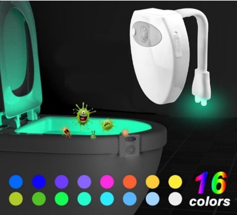 Toilettenlampe mit LED-Nachtlicht, Bewegungsmelder, Beleuchtung für Toilette/Badezimmer/Schrank, 7 Farbwechsel