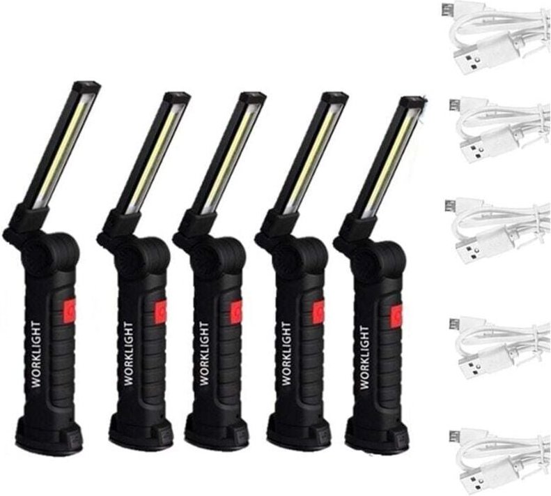 5 Stück Baustellenleuchte COB Lampen COB Taschenlampe Wiederaufladbare Arbeits- und Inspektionslampe Flexibel