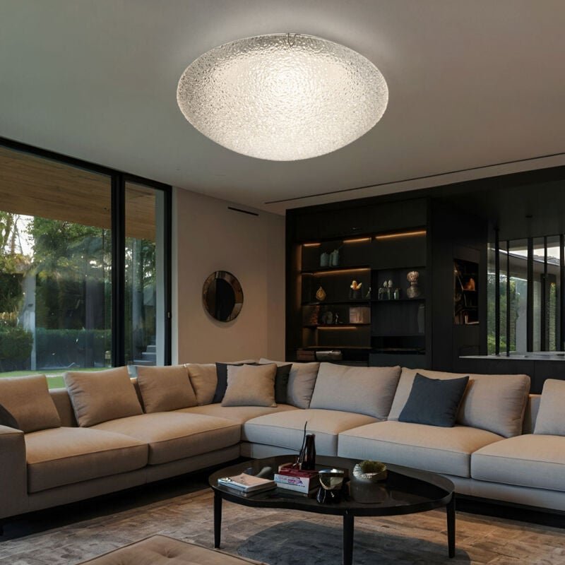 Led Deckenleuchte Modern Wohnzimmerlampe Schlafzimmerleuchte Glas klar Deckenlampe Chrom, geeist rund, 1x led 12 Watt 80...