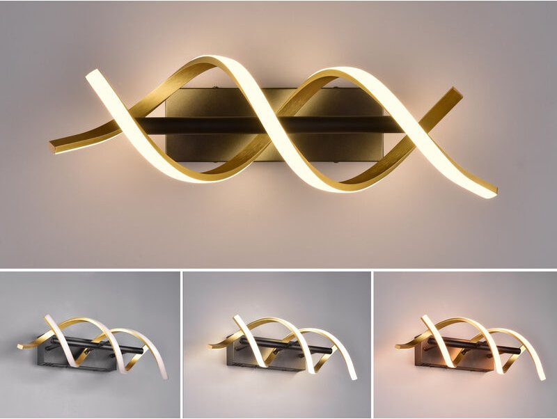 Trio Leuchten - led Wandleuchte sequence dimmbar Lichtfarbe einstellbar Messing, Breite 47cm