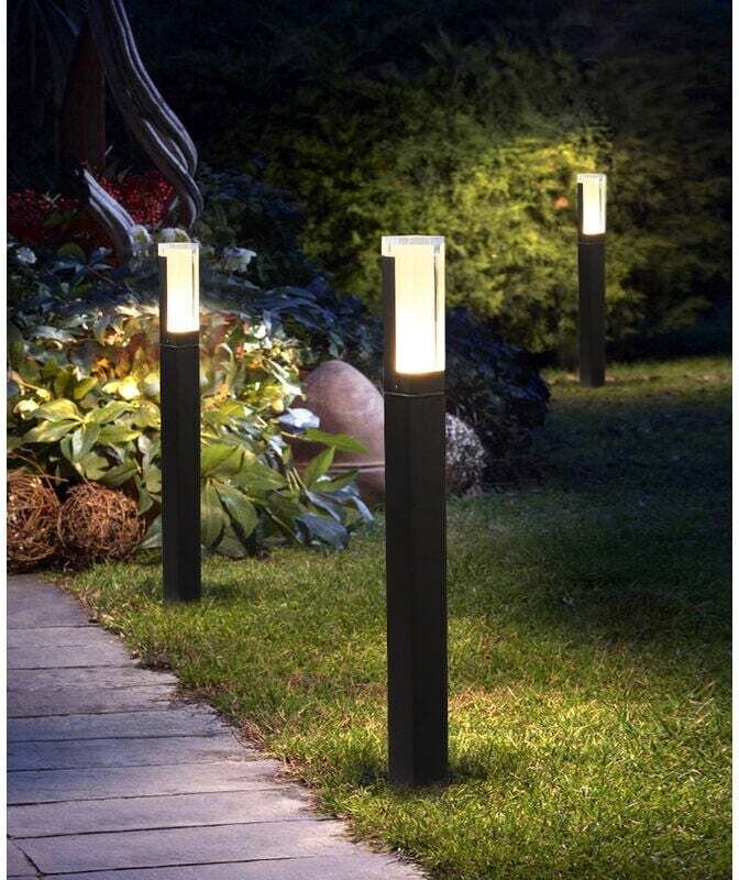 LED-Straßenleuchte für den Außenbereich, 7 W, schwarzer Außenlichtwürfel, warmweiß 3000 K, IP65 wasserdicht, 40 cm LED-A...