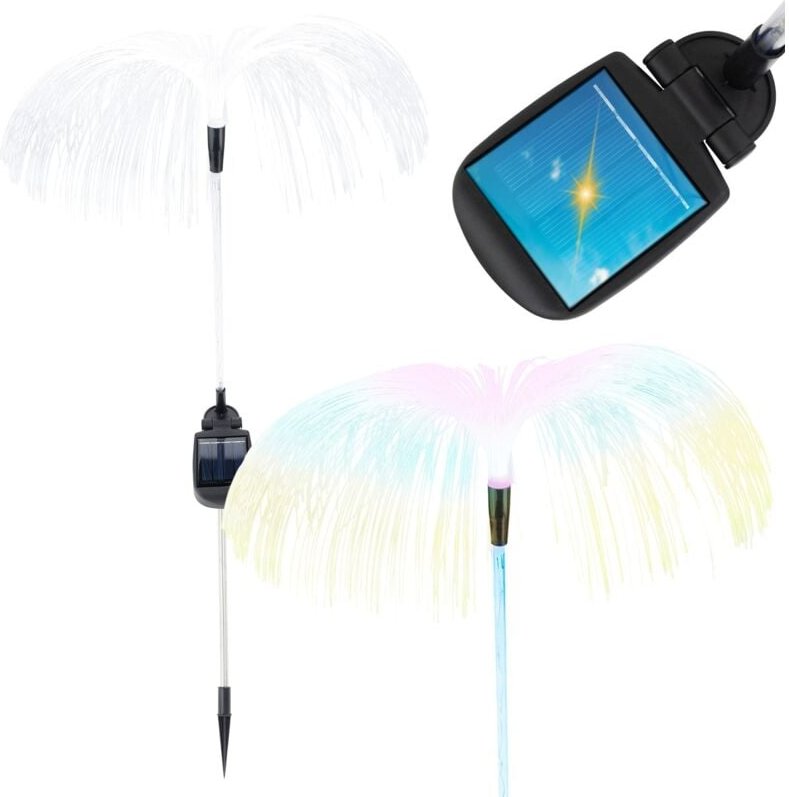 Solar-Gartenlampe, Glasfaserlampe, Baum, Löwenzahn, Qualle, mehrfarbig