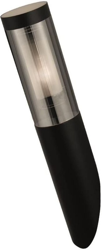 Außenlampe Wand Edelstahl E27 IP44 H: 40 cm Schwarz matt Rauchgrau länglich Modern