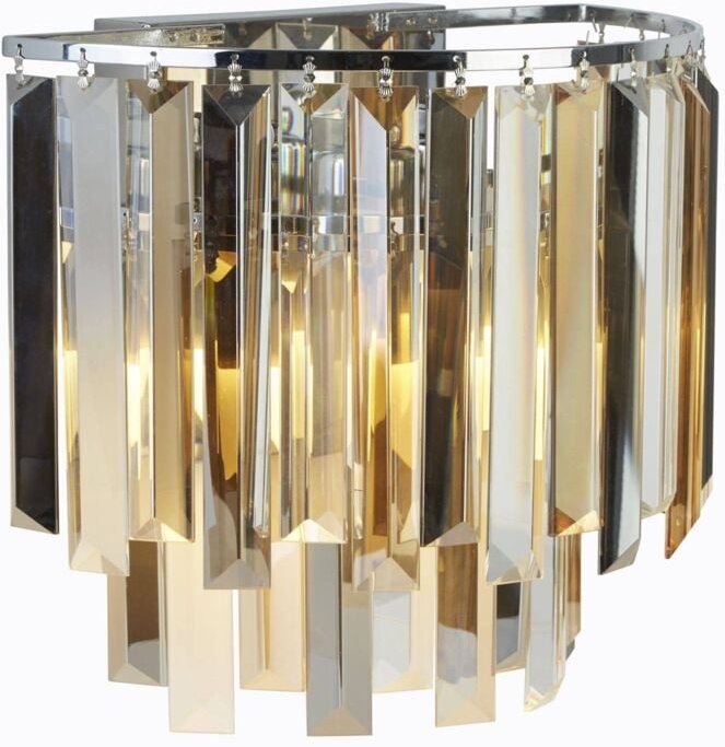 Thumbnail - Searchlight Clarissa - 2 Licht Wandleuchte Chrom, Glasschirm, E14