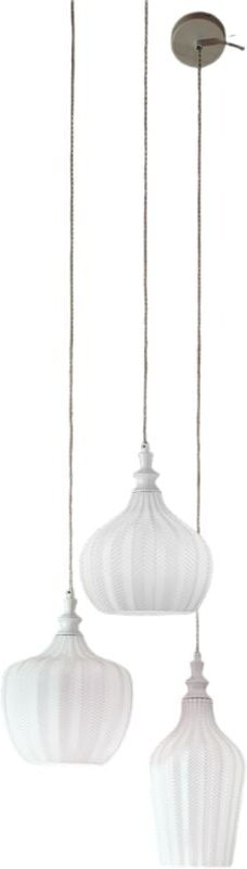 Cleofe – 3-flammige Pendelleuchte aus transparentem weißem Glas und Messing – 3XE27 max. 3X60W, dekorativer Vintage-Stil...