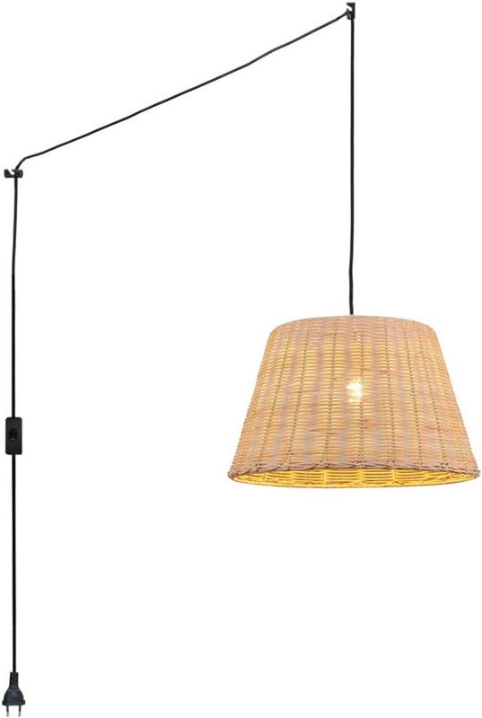 Barcelona Led - Pendelleuchte aus Weide "Hank" mit Schalter und Stecker