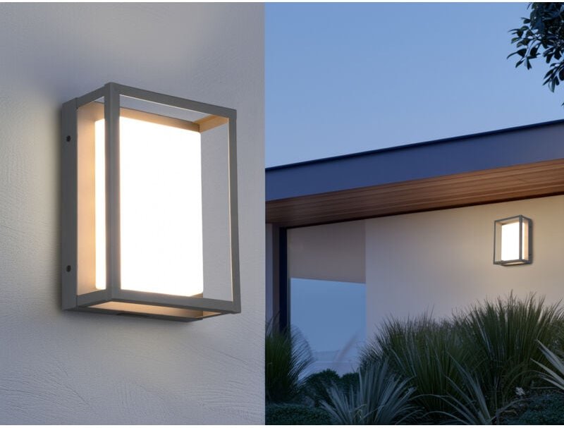 Meinewunschleuchte - led Außenwandleuchte 2er set im Bauhaus Stil, Anthrazit, 18cm breit