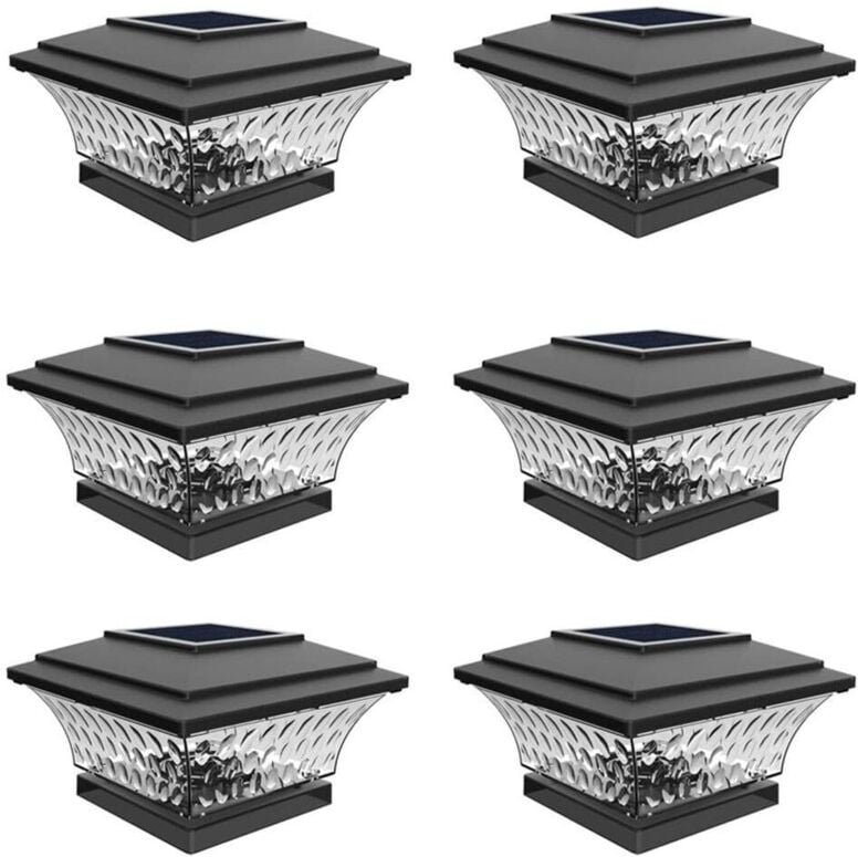 Set mit 6 wasserdichten Solarleuchten mit zwei Beleuchtungsoptionen für Garten, Terrasse, Patio und Hof (schwarz)