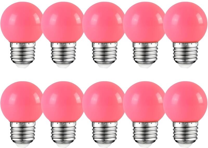 E27-Glühbirnenfassung, 2 W, Edison-LED-Glühbirne, rosa Glühbirne für Golf, Terrasse für Partys, Weihnachten, 10er-Pack [...
