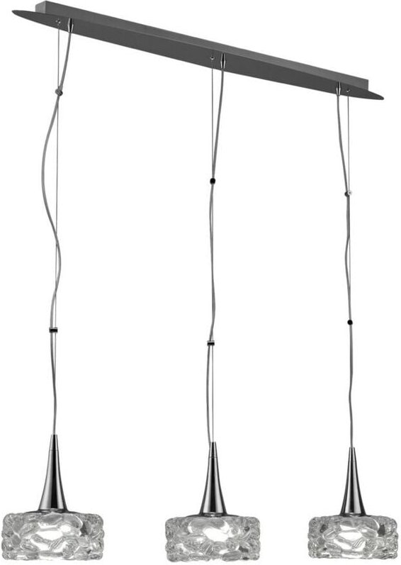 Inspired Mantra - O2 - Deckenanhänger 3 Light E27 Line Large, poliertes Chrom