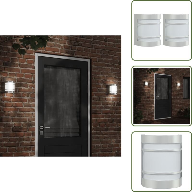 Außenwandleuchten 2 Stk. Silbern Edelstahl - Outdoor-Beleuchtung - Wandleuchte - Edelstahl - Glas - Silber