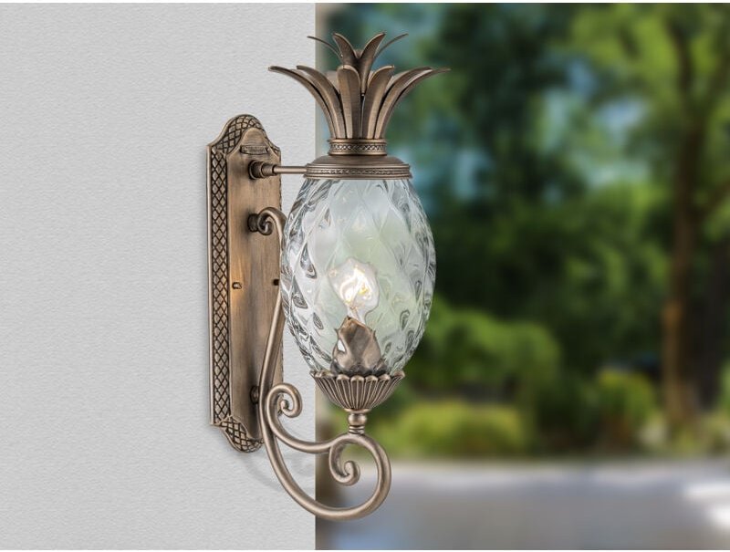 Meinewunschleuchte - Ausgefallene led Außenwandleuchte Bronzefarbig, Höhe 54cm