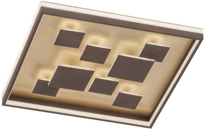 Flache led Deckenleuchte rico Braun Rost dimmbar, Quadrat 53cm