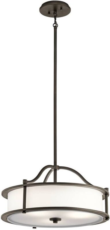 Kichler - Elstead Emory - 3 Light Semi Flush runde Deckenpendelleuchte Zinn, E27