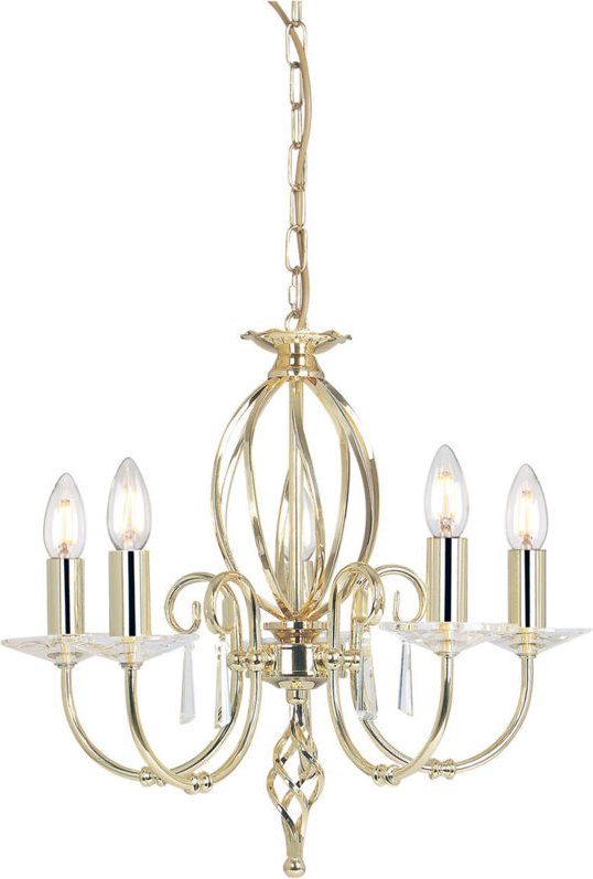 Elstead - Aegean - 5 Leichter Kronleuchter aus poliertem Messing, E14