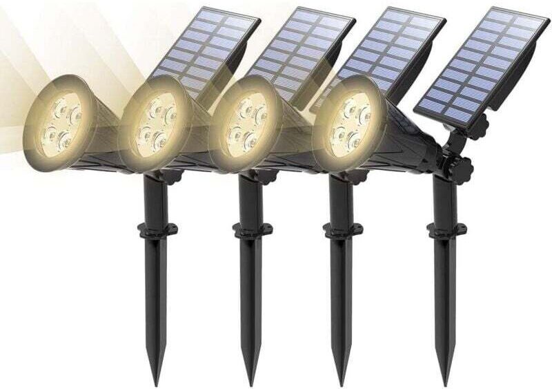 【4er-Pack】T-SUN Solar-Außenstrahler, wasserdichte Solar-Gartenleuchten, LED-Solar-Flutlichter, Solar-Gartenbeleuchtung, ...