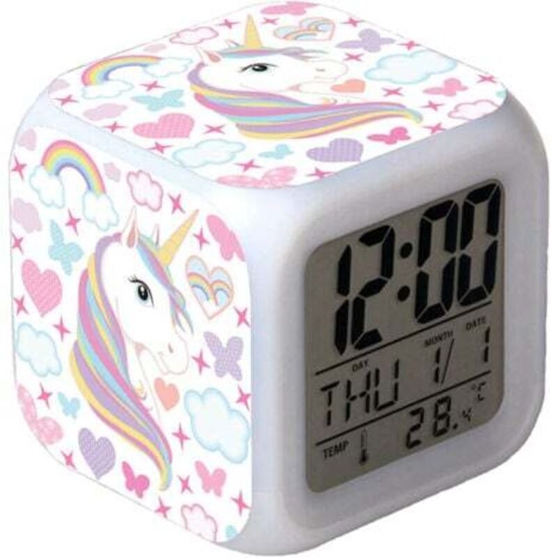 Einhorn Wecker für Kinder, Nachtlicht Wecker Mädchen Digitaler Wecker Geräuschloser Wecker für Schulanfänger, Kinderpart...