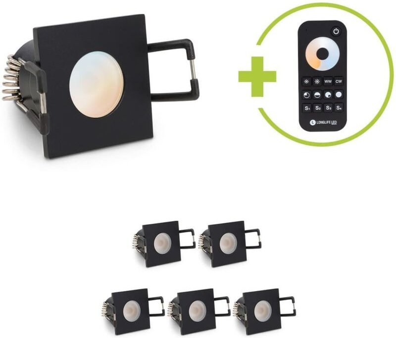 Einbaustrahler Mini Livorno eckig 3W CCT IP65 - Farbe: schwarz matt - Anzahl: 6x