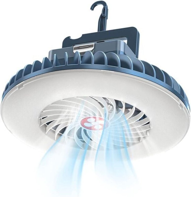 LED-Campinglampe mit Ventilator – USB – Campingventilator mit Licht – Zeltlampe – Campingzubehör – Wiederaufladbare Camp...