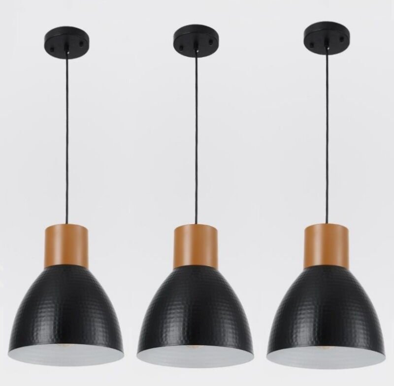 Wottes - Vintage Industrial Pendelleuchte Schwarz Hängelampe Metall Deckenleuchte für Küche Schlafzimmer Esszimmer 3 Stü...