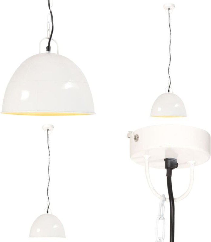 Thumbnail - Hängelampe Vintage Industriestil 25 w Weiß Rund 31 cm E27 - Hängelampe - Industrielampen - Vintagelampe - Wohnraumbeleuc...