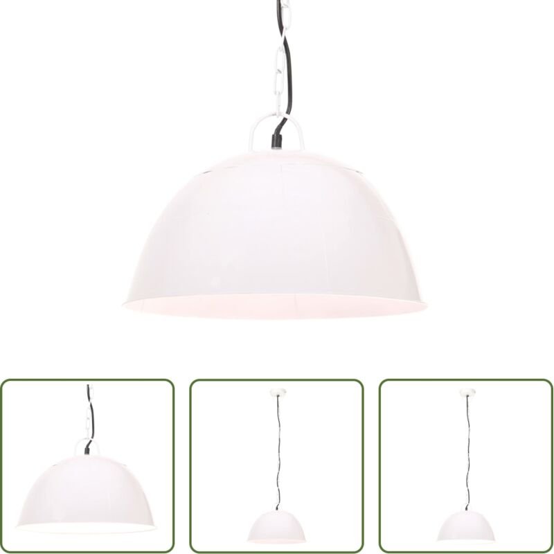 Hängelampe Weiß - Hängelampe Vintage Industriestil 25 W Weiß Rund 41 cm E27