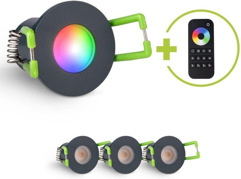 Einbaustrahler Mini Livorno 3W RGBW IP65 - Farbe: anthrazit RAL 7016 - Anzahl: 4x