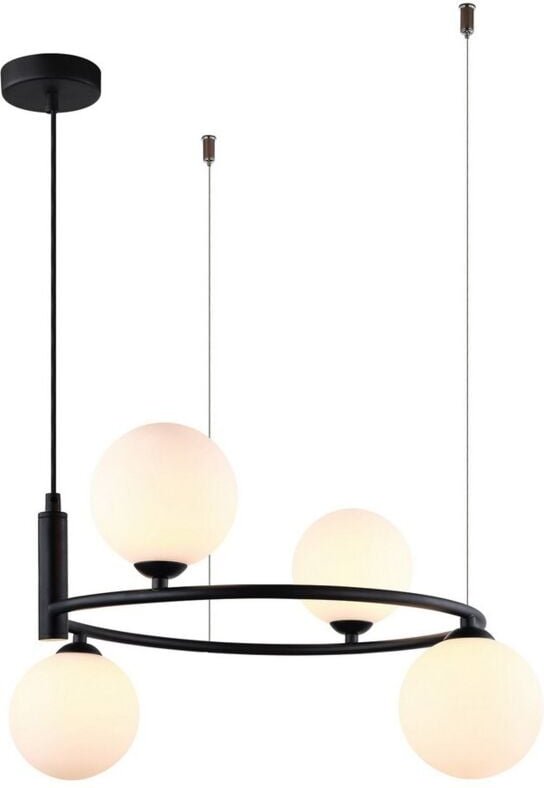 Italux Amily - Moderner hängender Anhänger Schwarz 4 Licht mit weißem Schatten, G9