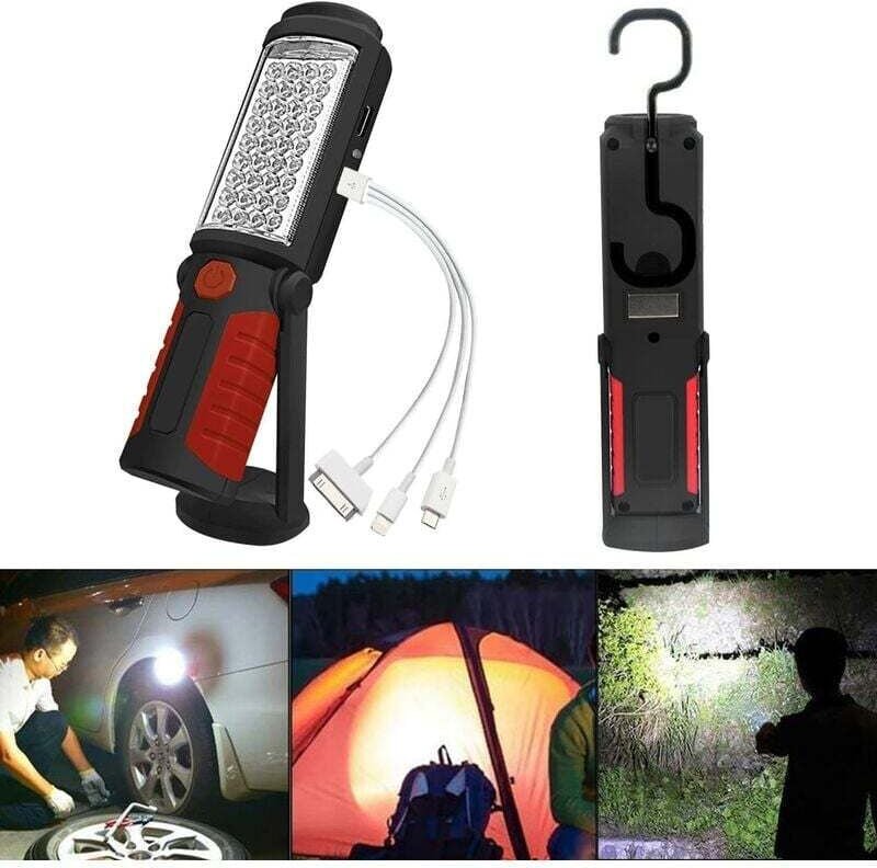 Wiederaufladbare USB-Notarbeitsleuchte für den Außenbereich mit Ständer (rot), für Camping, Picknicks und Abenteuer im F...