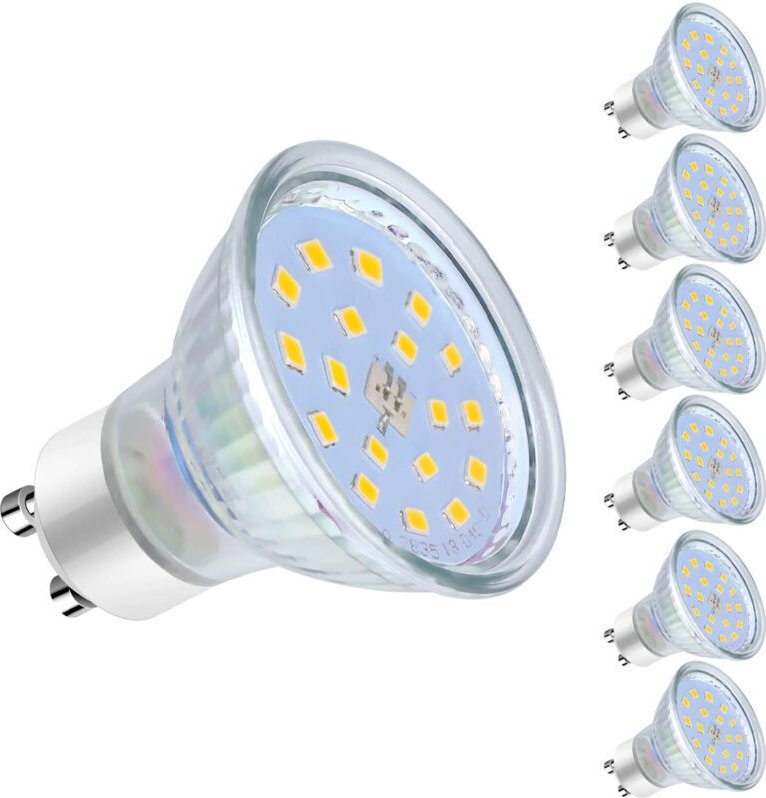 GU10-LED-Lampen, 5 W (entspricht 60 W), 600 lm, Kaltweiß (6000 K), 120° Abstrahlwinkel, LED-Spotlampen, 6er-Pack