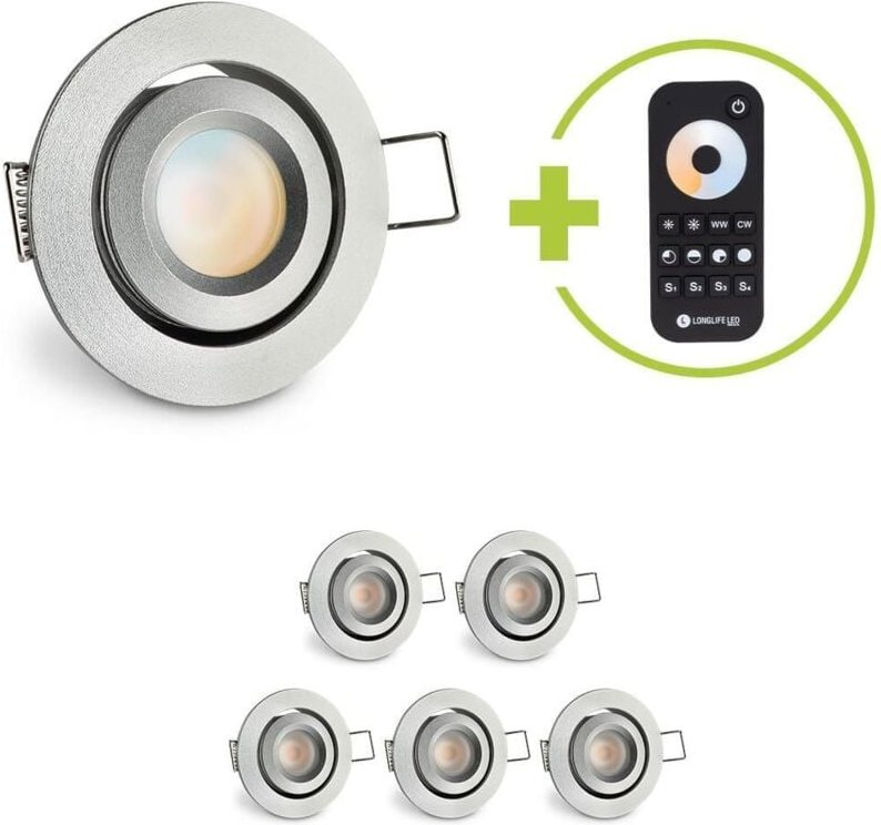 Einbaustrahler Mini schwenkbar Matera 3W CCT IP44 - Farbe: silber - Anzahl: 6x