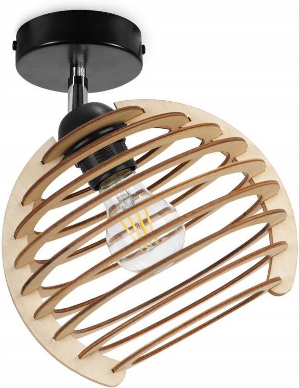 Moderne Led-Deckenleuchte Mit Holzkugeln