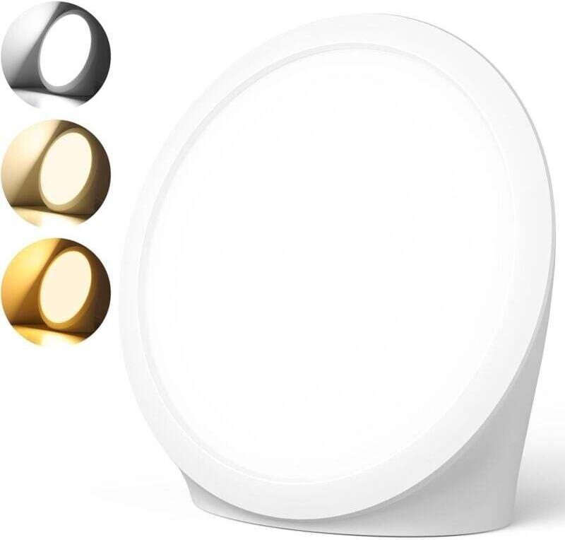 Lichttherapielampe, 10000 Lux Tageslichtlampe mit 3 Lichtfarben, 6 Timern, 5 einstellbaren Helligkeitsstufen, solarbetri...
