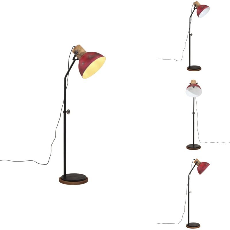 Stehleuchte 25 W Rot 30x30x100-150 cm E27 - Industrielampen - Stehlampe - Wohnraumleuchte - Mangoholzlampe - Vintagelamp...