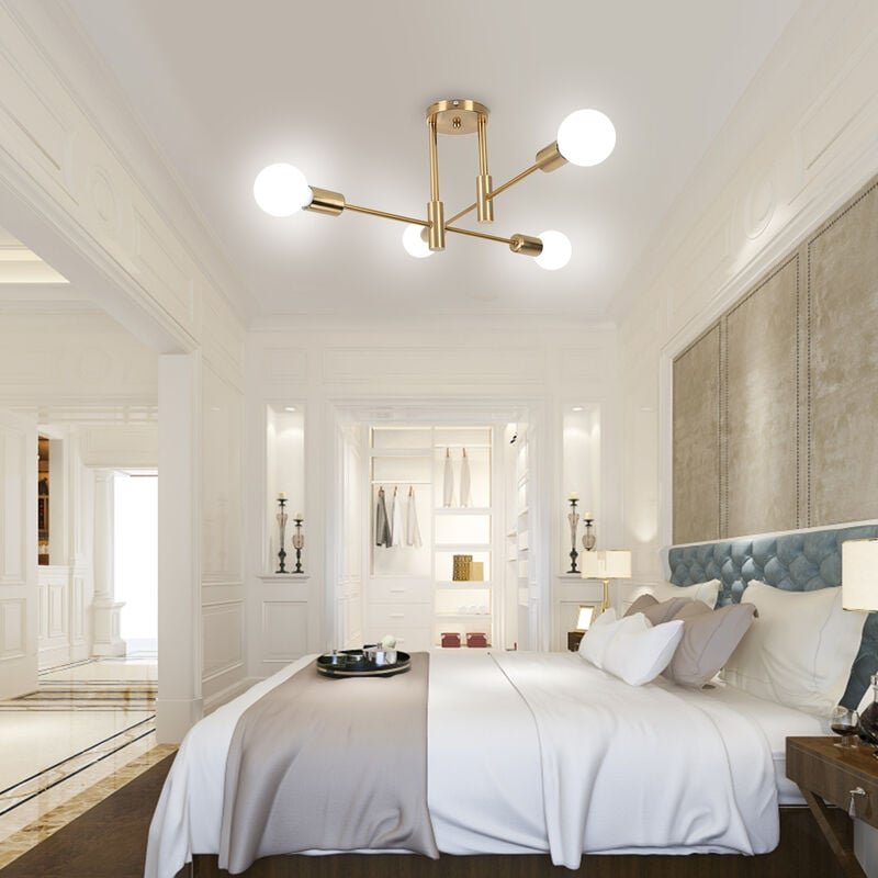 Deckenleuchte Industrielle Vintage, 4 Lichter E27, Deckenlampe aus Metall, Kreative Innenbeleuchtung für Esszimmer, Schl...