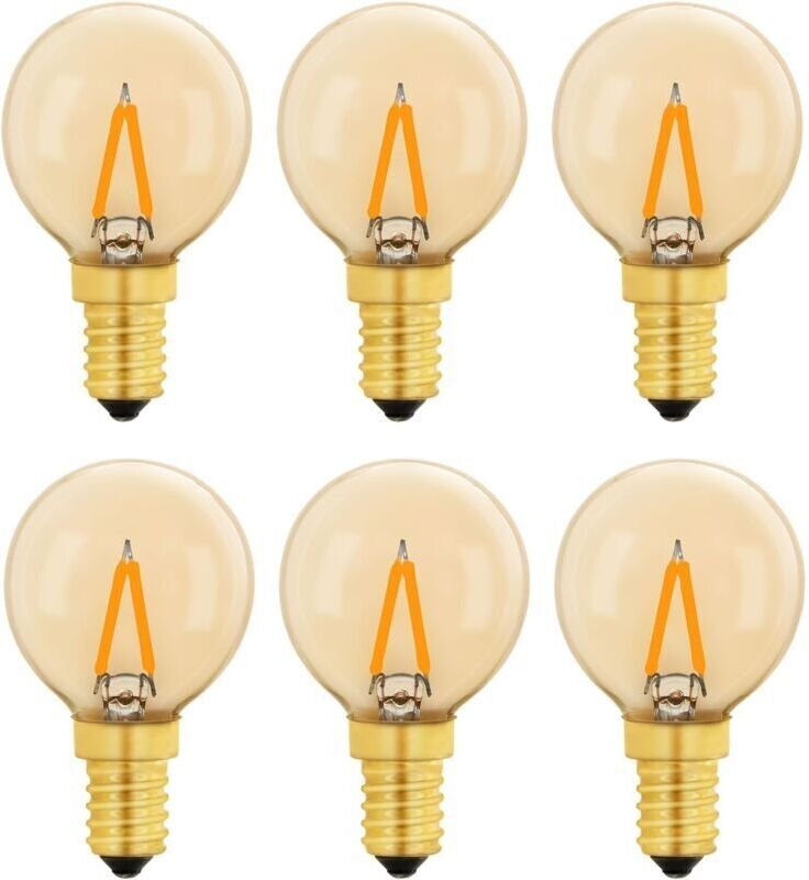 Aougo - G40 Vintage Mini E14 LED-Glühbirne 1 w, bernsteinfarbene Edison-Ersatz-E14-Glühbirne 10 w für dekorative Lichter...